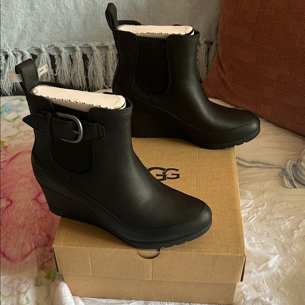 UGG Women's Black Wedge Heeled Boots
